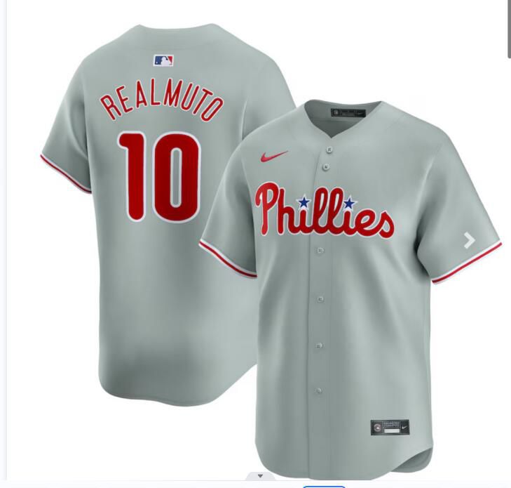 2024 MLB Men Philadelphia Phillies 10 Realmuto Nike grey Home Limited Player Jersey